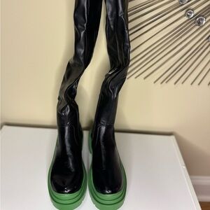 Azalea Wang - Over the Knee Boots - Black/Green - 7.5